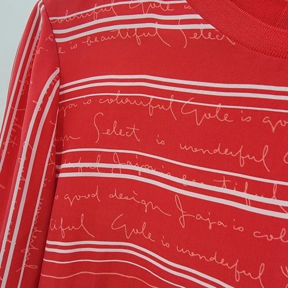 Maje Womens Medium Red White Stripe Split Back Star Snap Long Sleeve Blouse - Picture 4 of 16